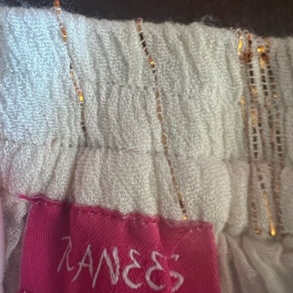 Ranees Off-Shoulder Top & Wide-Leg Pants palazzo Two-Piece White Bohemian Set - Picture 4 of 7